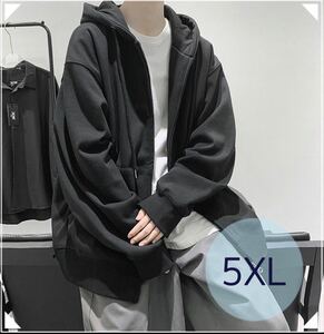 【限定SALE】パーカー　ジップパーカー　スウェット　フード　長袖　5XL ブラック　黒