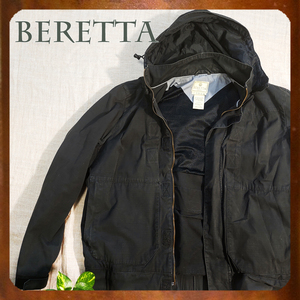 BERETTA ベレッタ タクティカルジャケット サバゲー ハンティング リップストップ イタリア 黒 Lサイズ ロゴ刺繍 ミリタリー フード フード
