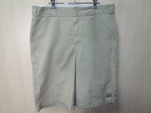 b1141◆Dickies マルチポケット ワークショーツ◆ディッキーズ WR815KH ｗ36 カーキ シャドーストライプ ルーズフィット 00s~ US規格5K