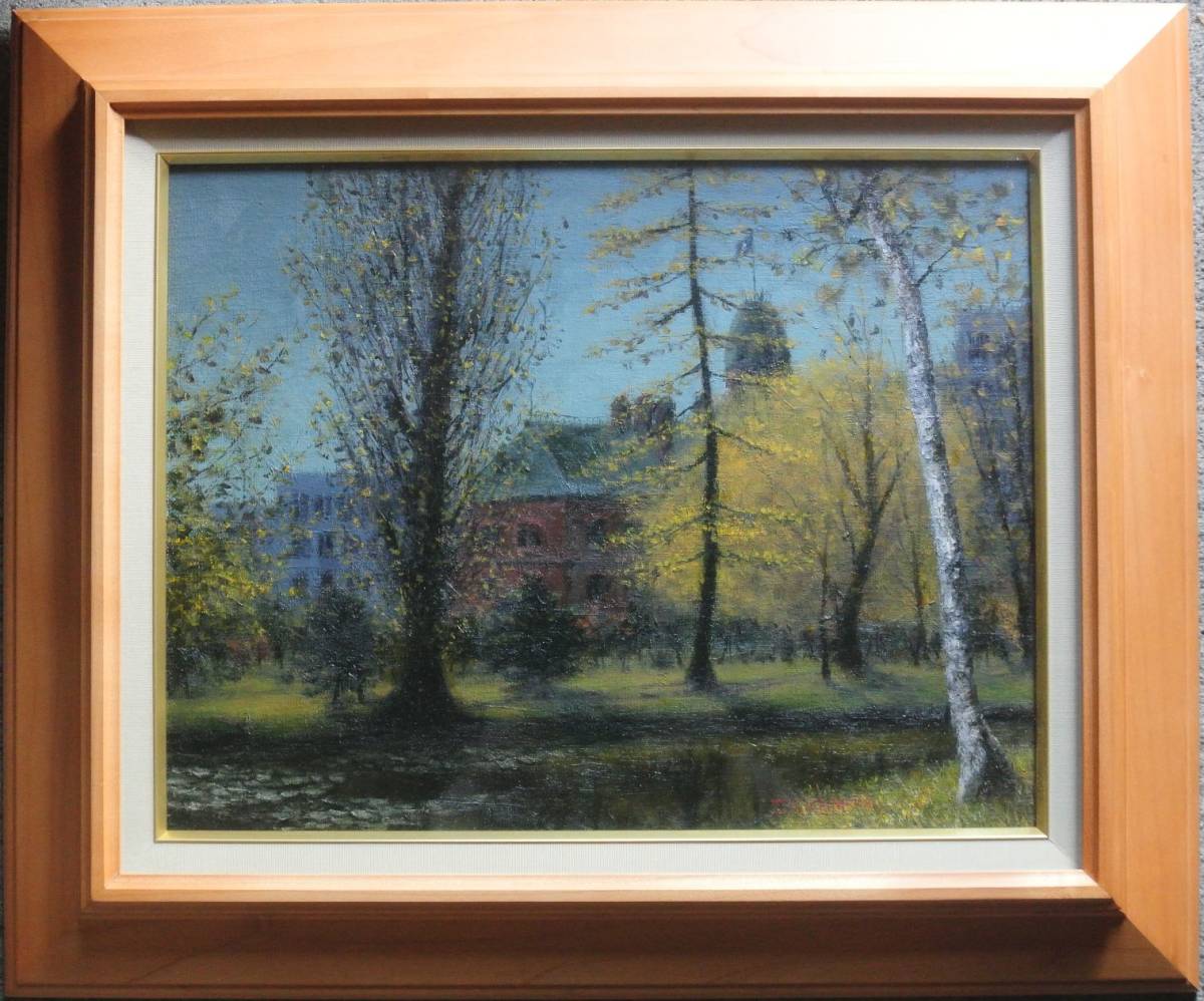 All-Hokkaido Exhibition member Tokuichi Nishimura In front of the Hokkaido government office oil painting No. F6 Authenticity guaranteed] Hokkaido government office Red brick Muroran native Hokkaido, painting, oil painting, Nature, Landscape painting