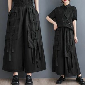  including in a package 1 ten thousand jpy free shipping #F size # summer new goods fine quality sarouel pants casual wide pants large size waist rubber gaucho pants *