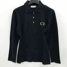 Christian Dior ポロシャツ 長袖 コットン ネイビー系 Lサイズ クリスチャンディオール[N8700]_画像1