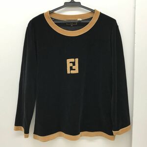 FENDI ベロア ロゴ トレーナー スウェット Size:48 [N9567]