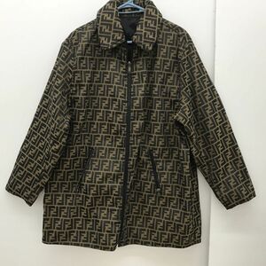 FENDI ズッカ柄 リバーシブル ロングジャケット コート Size:42[N9564]