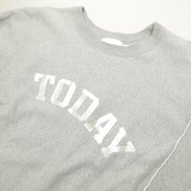 TODAY edition トゥデイエディション CREW NECK SW メンズ クルーネック 変形 ロゴプリント コットン スウェット トレーナー GRAY M_画像3