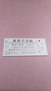 【無人駅化前最終日】　国鉄　釧網本線　南弟子屈駅　120円入場券