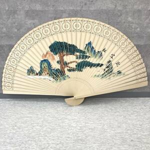 【現状保管品】扇面画　扇絵　姑蘇寒山寺　迎客松　♯3259