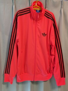 adidas アディダス トラックジャケット ジャージ 　サーモンピンク XL(O) 青タグ ヴィンテージ　蛍光　レアカラー