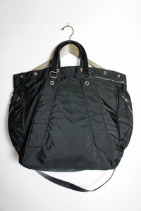 美品 正規 JIL SANDER ジルサンダー 2WAY ナイロン トート バッグ ショルダー スナップボタン 本物 ブラック黒1001N▲