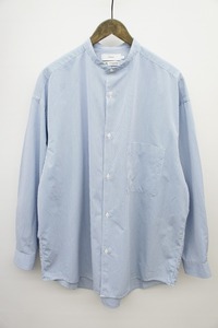 美品22AW Graphpaperグラフペーパー THOMAS MASON FOR GPトーマスメイソン L/S OVERSIZED BAND COLLAR SHIRT長袖シャツ 青1015N▲