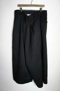 美品20AW MAISON EUREKA メゾンエウレカ WRAP SLACKS ウール ラップ スラックス パンツ 260 黒1017N▲