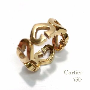 美品 750 Cartier カルティエ C ハート リング 約10号 約6.7g 指輪 GOLD ゴールド 18金 K18 貴金属 刻印 レディース アクセサリー