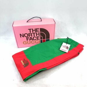 美品 GUCCI × THE NORTH FACE グッチ ノースフェイス コラボ ロゴ ナイロン パンツ NF0A7UHD ボトムス S グリーン レッド メンズ