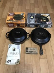 LODGE ロジック 5インチ キッチン ダッチオーブン、LODGEスキレット、2点セット 両手鍋　フライパン キャンプ アウトドア 中古現状品