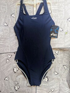 アシックス(asics) 女性用 競泳水着 Ｘバックのレーシングスーツ サイズM ★ブラパッドつきのスクール水着 紺色
