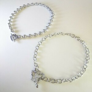  anonymity /.. pack (mini) including postage [ unused *2 pcs set ] choker silver color alloy 34.31.