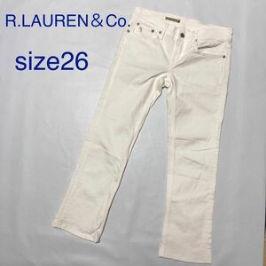 # прекрасный товар #R.LAUREN&Co. VINTAGE SPECIALISTS Ralph Lauren Denim брюки size26(M размер соответствует ) белый хлопок CLASSIC BOOT