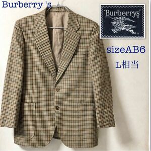 ■希少アルパカ・カシミヤ・モヘア混■Burberrys バーバリー　ウールテーラードジャケット ガンクラブチェック　sizeAB6(Lサイズ相当)