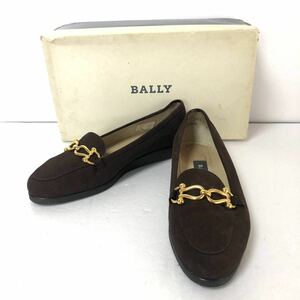 ■美品■BALLY バリー　ダブルガンチーニ金具　モカシン　ローファー　スエード　英国製　サイズ3.5E(22.5cm) ダークブラウン