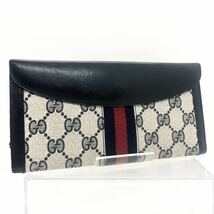 ■ヴィンテージ良品■GUCCI グッチ　シェリーライン　GGスプリーム　インターロッキングG 長財布　グレー　ゴールド金具　イタリア製_画像2