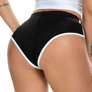 2942 high leg white line short pants black XL