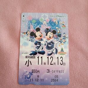 ディズニーシー10周年11年12月13日 並び数字 ディズニーリゾートライン 3DAYSパス 乗車券
