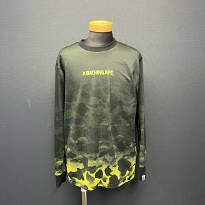 A BATHING APE LOGO Jersey L/S TEE ア ベイジング エイプ ロゴ ジャージ ロングスリーブ Tシャツ size M ブラック イエロー