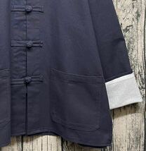 チャイナシャツ ネイビーグレー L navy gray size L_画像3