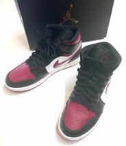 箱付 NIKE ナイキ 554724-066 AIR JORDAN 1 MID エア ジョーダン 1 ミッド スニーカー 27cm BLACK/NOBLE RED-WHITE ノーブルレッド_画像1