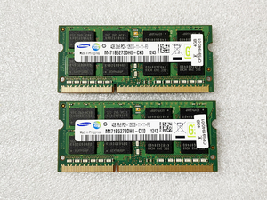 ■ 中古 SAMSUNG PC3-12800S 4GB×2枚 合計8GB DDR3-1600 ノートPC用 メモリ 204ピン SO-DIMM ※動作確認済