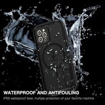 2313077 防水 iPhone12Pro ケース 完全防水 Magsafe 充電対応 頑丈 防塵 薄型 軽量 耐衝撃 スタンド機能 アウトドア ストラップ付き IP68_画像3
