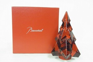 O268-J10-2968 BACCARAT バカラ ツリー クリスタル レッド 赤 クリスマスツリー 置物 高さ約14.5cm 現状品①