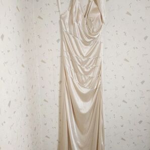 タイムセール 新品 サテン ドレス ロングドレス オフホワイト レディース ナイトドレス サテンドレス マキシ丈 キャバ