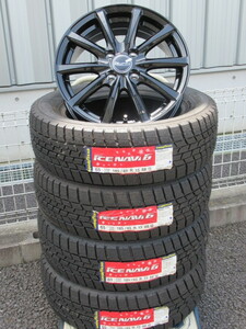 特価国産スタッドレスセット COSMIC DILETTO M-10 15x5.5 +43 4-100 グロスブラック GOODYEAR ICENAVI6 185/65R15 ノート アクア