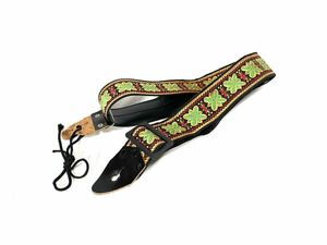  Vintage race pattern guitar guitar BASS strap embroidery Jaguar do Vintage akogi base Showa era floral print red yellow color . hand ethnic immediately have 