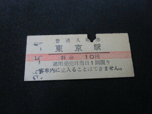 【匿名配送】硬券 昭和35年 東京駅入場券 3