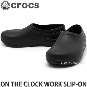 1円～ crocs on the clock work slip-on Blk M6(24.0cm) クロックス スリップオン サンダル ユニセックス ワーク [同梱不可]