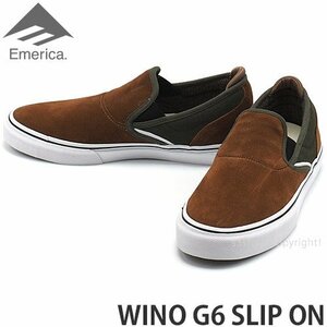 1円～ EMERICA WINO G6 SLIP ON Bro/Grn 28.0cm エメリカ ワイノ スリップ オン スケートボード スリッポンスニーカー 靴 [同梱不可]