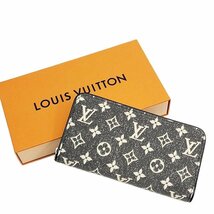 BA700 LOUIS VUITTON ルイ ヴィトン 2022 モノグラム・ジャカード デニム ジッピー・ウォレット 長財布 M81858 グレー 箱付 ほぼ未使用_画像1