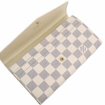 BA704 LOUIS VUITTON ルイ・ヴィトン ダミエ アズール キャンバス ポルトフォイユ サラ N63208 長財布 オフホワイト 良品_画像5