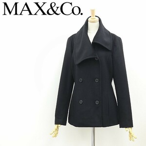 ◆MAX&Co. マックスマーラ アンゴラ混 ウール ダブル ハーフ コート 黒 ブラック 42
