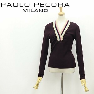 ◆PAOLO PECORA パオロ ペコラ ウール ギャザー Vネック ニット トップス