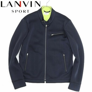 ◆LANVIN SPORT ランバン スポール ストレッチ ボンディング ジップ ジャケット 紺 ネイビー 40