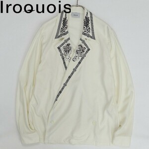 ◆Iroquois イロコイ B・D COLLAR PRINT WJK リネン混 プリントデザイン ダブル シャツジャケット オフホワイト 2