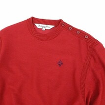 ヴィンテージ◆Christian Dior SPORTS クリスチャン ディオール スポーツ ショルダーボタン クルーネック ニット トップス 赤 レッド M_画像3