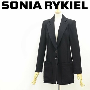 ◆SONIA RYKIEL ソニアリキエル ウール ロング丈 ジャケット コート 黒 ブラック 38