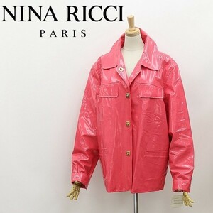 新品 フランス製◆NINA RICCI ニナリッチ PVC ロゴ金具 ターンロック ジャケット ローズ 42