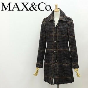 ◆Max&Co. マックスマーラ チェック柄 ツイード ウール メタルボタン コート 40