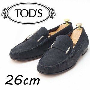 美品◆TOD'S トッズ スエード モカシン ローファー シューズ ダークネイビー 7