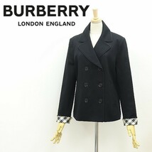 美品 国内正規品◆BURBERRY LONDON バーバリー ロンドン コットン ダブル ジャケット 黒 ブラック 170A_画像1